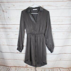 Lush Payton Cinched‎ Waist Dress Charcoal Gray Small